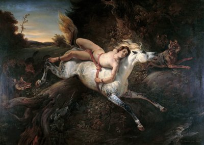 Mazeppa og ulvene, 1826. av Emile Jean Horace Vernet