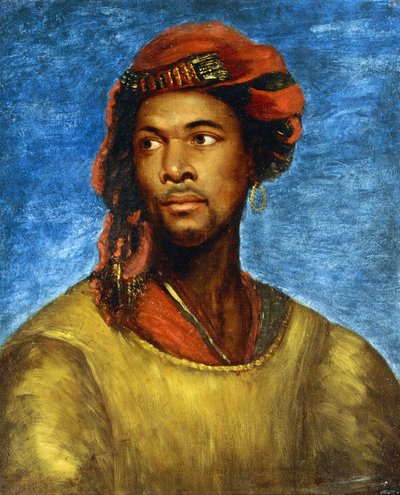 Portrett av en maur med rød turban av Emile Jean Horace Vernet