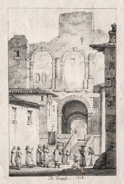 Prosesjon ved Arles, 1918. av Emile Jean Horace Vernet
