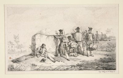 Soldater i trefninger av Emile Jean Horace Vernet