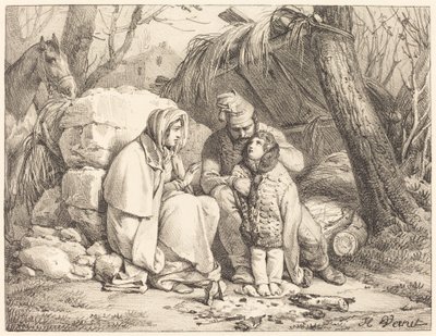 Soldatens familie leiret av Emile Jean Horace Vernet
