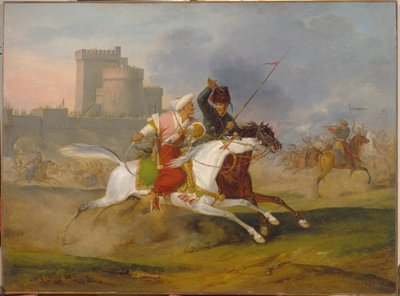 Turk and Cossack - Maleri av Horace Vernet (1789-1863), olje på lerret av Emile Jean Horace Vernet