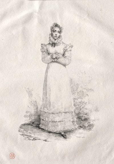 Ung kvinne står av Emile Jean Horace Vernet