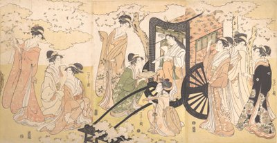 En kirsebærutflukt av en edel dame og ledsagere, ca. 1797. av Hosoda Eishi