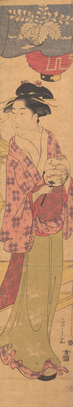 En jente med en fan, ca. 1780. av Hosoda Eishi