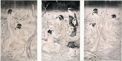 Jakt på ildfluer om natten, 1796-97 (treblokktrykk) av Hosoda Eishi