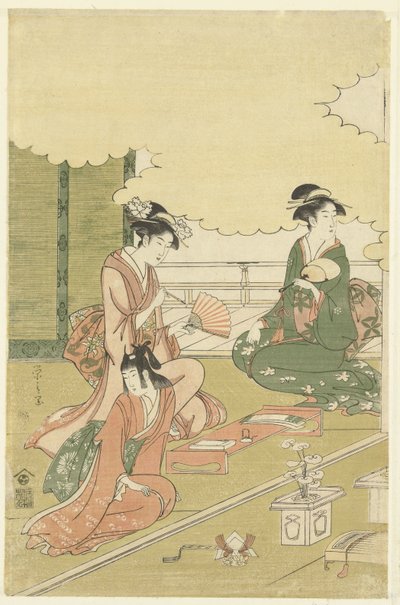 Kvinner i et uterom av Hosoda Eishi