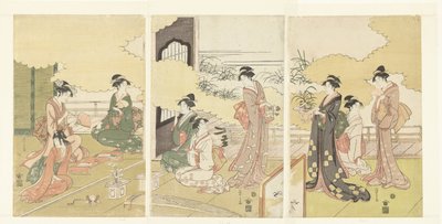 Kvinner i et friluftsrom av Hosoda Eishi