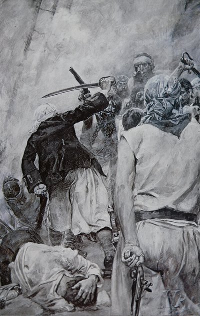 En piratkamp (litho) av Howard (after) Pyle