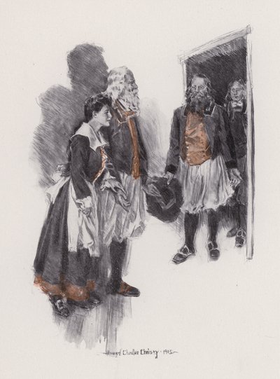 Illustrasjon for Evangeline, A Tale of Arcadie, av Henry Wadsworth Longfellow (litho) av Howard Chandler (after) Christy