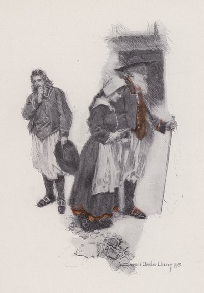 Illustrasjon for Evangeline, A Tale of Arcadie, av Henry Wadsworth Longfellow (litho) av Howard Chandler (after) Christy
