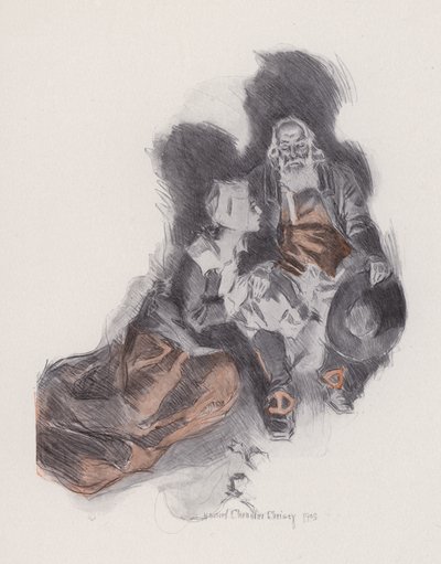 Illustrasjon for Evangeline, A Tale of Arcadie, av Henry Wadsworth Longfellow (litho) av Howard Chandler (after) Christy