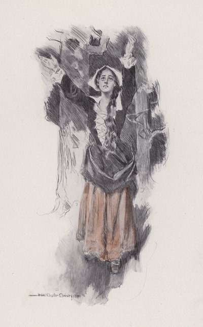 Illustrasjon for Evangeline, A Tale of Arcadie, av Henry Wadsworth Longfellow (litho) av Howard Chandler (after) Christy
