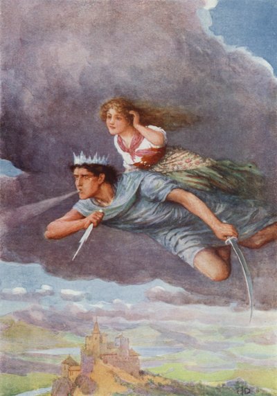 "Tusen miles i timen" fra "The Quest of the Bird with the Golden Tail" (farge litho) av Howard Davie