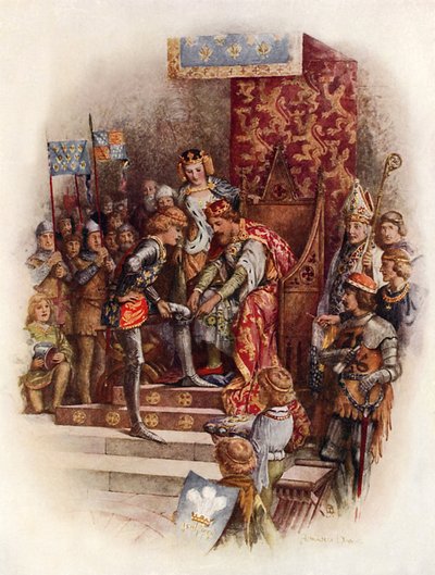 Edward, den svarte prinsen og strømpebåndsordenen (farge litho) av Howard Davie
