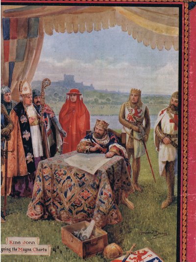 Kong John signerer Magna Carta, illustrasjon fra 