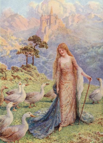 "Å, så vakker vår elskerinne er" fra "The Quest of the Bird with the Golden Tail" (farge litho) av Howard Davie