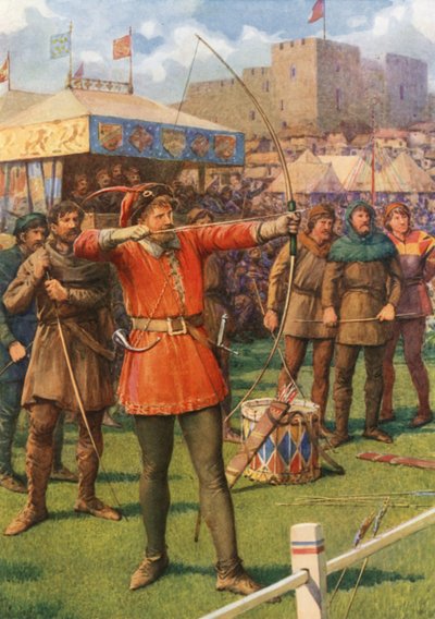 "Robin Hood at the May-Day Revels" (farge litho) av Howard Davie