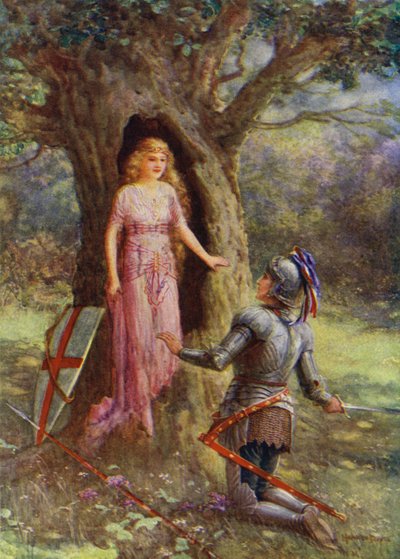 St Denis of France og Fair Eglantine (farge litho) av Howard Davie