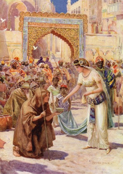 St George og prinsesse Sabra (farge litho) av Howard Davie