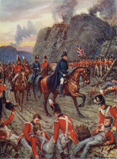 Hertugen av Wellington, ved beleiringen av Badajos (farge litho) av Howard Davie