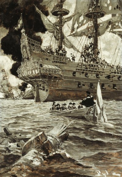 En forretningstransaksjon: Admiralen kom i statsopptreden, av Howard Pyle