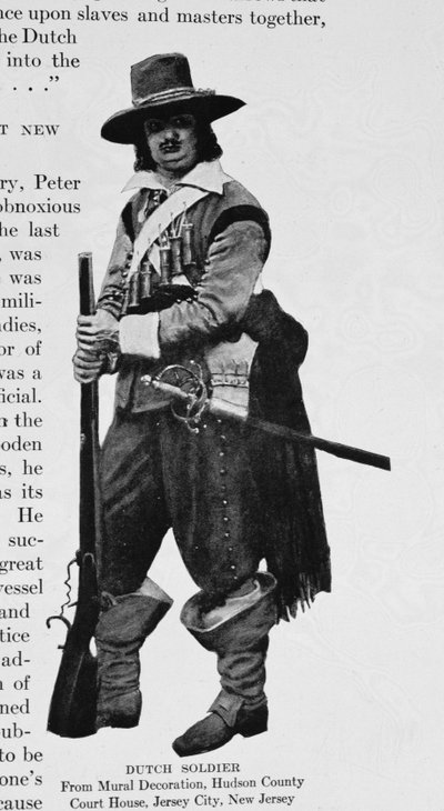 En nederlandsk soldat, fra veggmaleriet i Hudson County Court House, Jersey City, New Jersey av Howard Pyle