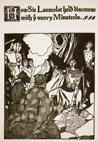 Hvordan Sir Launcelot holdt diskurs med ye Merry Minstrels, illustrasjon fra 