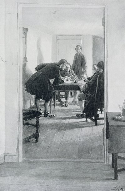 I Old Raleigh Tavern, illustrasjon fra "At Home in Virginia" av Woodrow Wilson, pub. i Harper