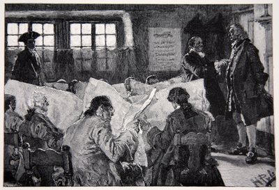 I lesesalen til et kaffehus i New York av Howard Pyle