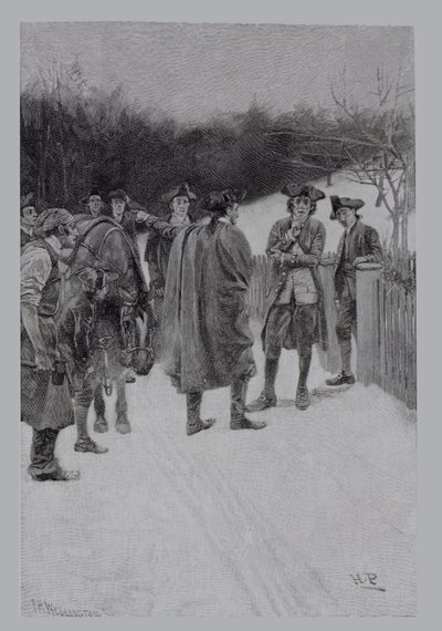 Paul Revere Bringing News to Sullivan, gravert av F.H. Wellington, illustrasjon fra 