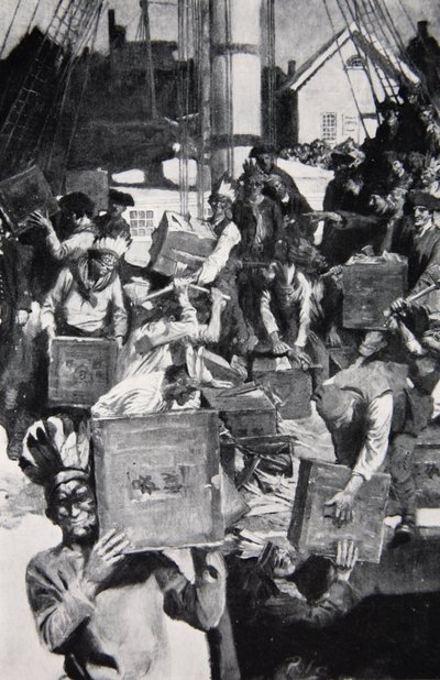 The Boston Tea Party, illustrasjon fra Harper