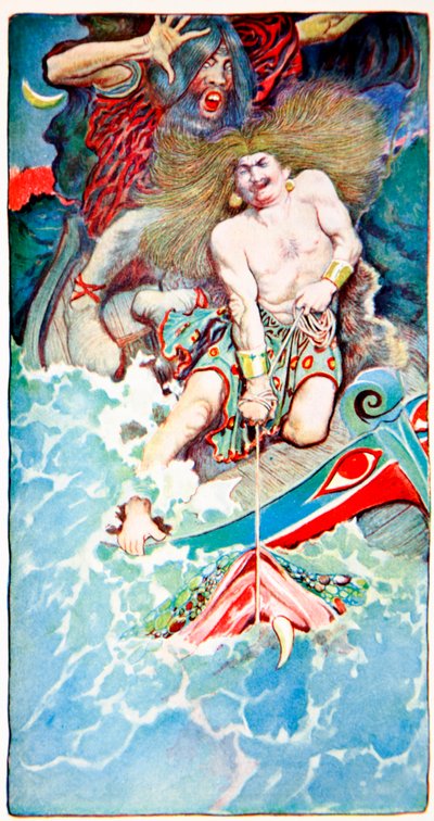 The Fishing of Thor and Hymir, fra Folk Legends of the Sea, Harpers Magazine, 1902 av Howard Pyle
