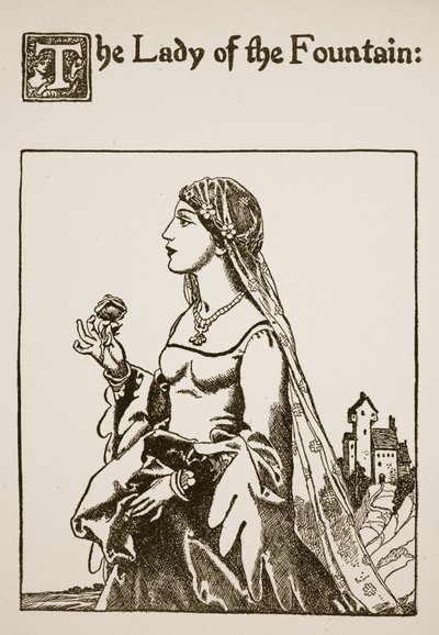The Lady of the Fountain, illustrasjon fra The Story of Sir Launcelot and his Companions, 1907 av Howard Pyle