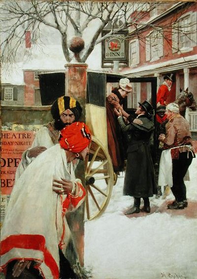 På den siste fasen av reisen stoppet de for å spise middag på en taverna (eller The Spies), fra 