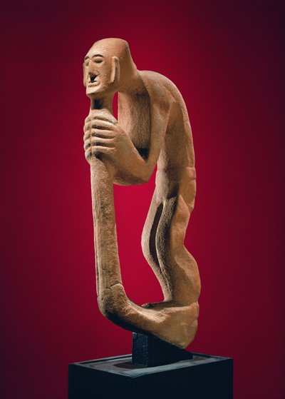 Pukkelrygg som holder en stav av Huastec Culture Huastec Culture