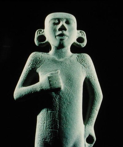 The Young Man of Tamuin, sent etter klassisk periode (1300-1521) (stein) (detalj av 207851) av Huaxtec Huaxtec