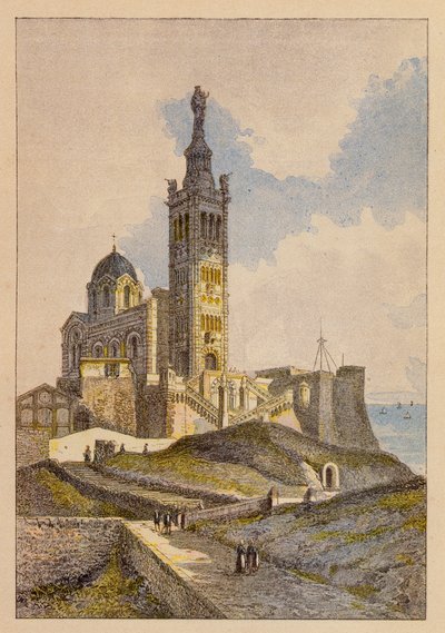 Vår Frue av Garde, i Marseille (fargelitografi) av Hubert Clerget