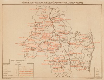 Pilegrimsreiser til Auvergne, Gevaudan, Velay og Vivarais (farge litho) av Hubert Clerget