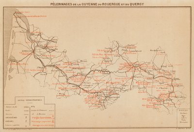 Pilegrimsreiser til Guyenne, Rouergue og Quercy (farge litho) av Hubert Clerget