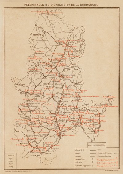 Pilegrimsreiser i Lyon og Burgund (fargelitografi) av Hubert Clerget