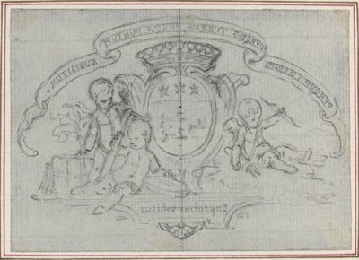 Våpenskjold med Three Putti av Hubert Francois Gravelot