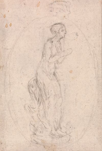 Design for en medaljong: Figur av en kvinne av Hubert Francois Gravelot