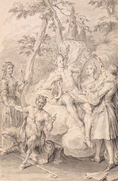 Tegning for en frontispice: "The Toast" av Hubert Francois Gravelot
