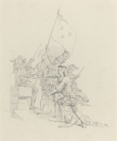 Han reiser seg: han har allerede med sine triumferende hender ... av Hubert Francois Gravelot