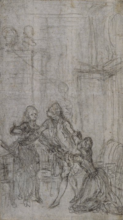 Studie til vignett-frontispiece i Charles-Simon Favarts «Vennskap på prøve» av Hubert Francois Gravelot