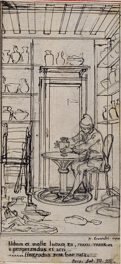Studie til vignett-frontispiece i Poncelots «Generelle prinsipper for barns utdanning», bind III av Hubert Francois Gravelot