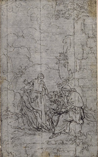 Studie for Vignette i Abbé Dinouarts quot;Vie du Venerable don Juan de Palafox,quot; s. 391 av Hubert Francois Gravelot