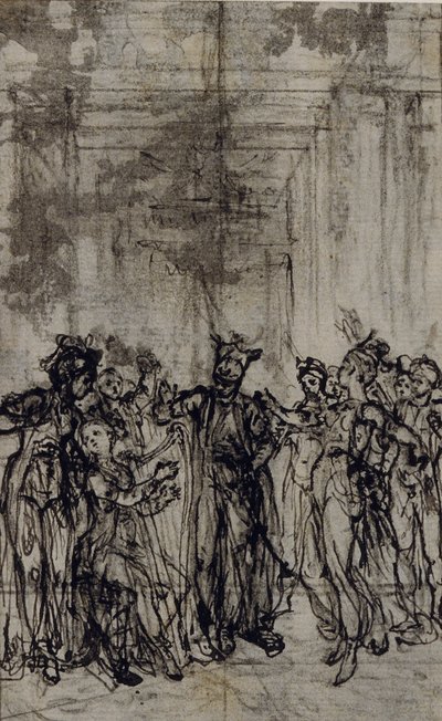 Studie for Vignette i Jean François Marmontels quot;Contes Morauxquot; av Hubert Francois Gravelot