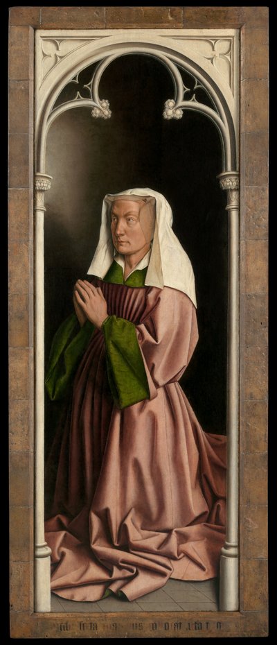 Portrett av Lysbette Borluut, panel fra utsiden av Ghent-altertavlen av Hubert & Jan van (1390 1441) Eyck